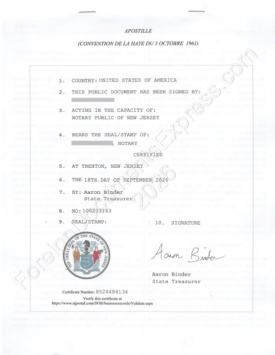 New Jersey apostille 2026 NJ Hague apostille look in 2006